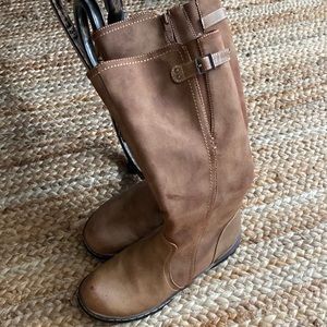 Ladies brown leather warm boots size 38=7.5